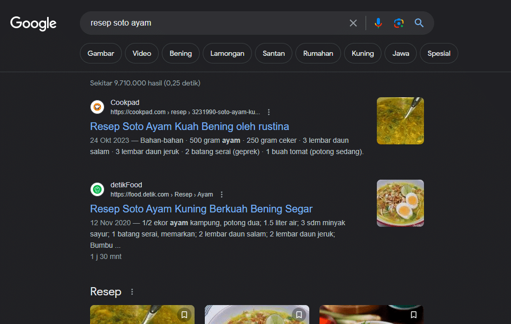 SEO resep soto ayam
